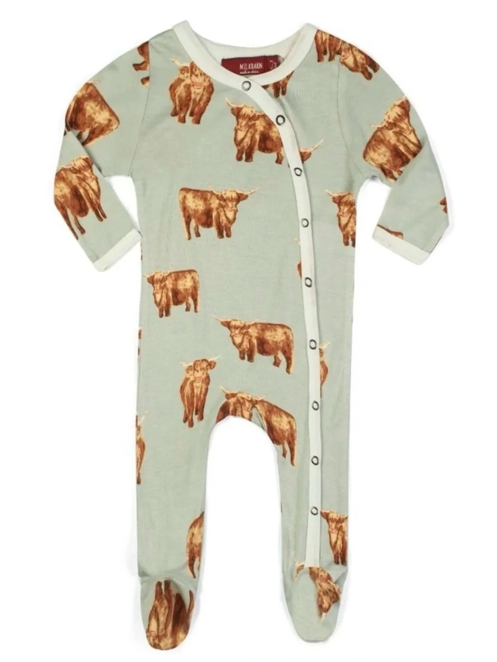 MILKBARN Highland Cow Bamboo Zipper Footed Romper